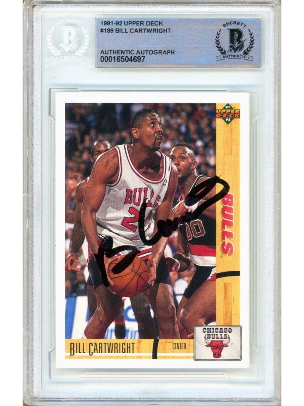 Bill Cartwright Signed 1991-92 Upper Deck #184 Bulls Beckett BAS Slab Auto